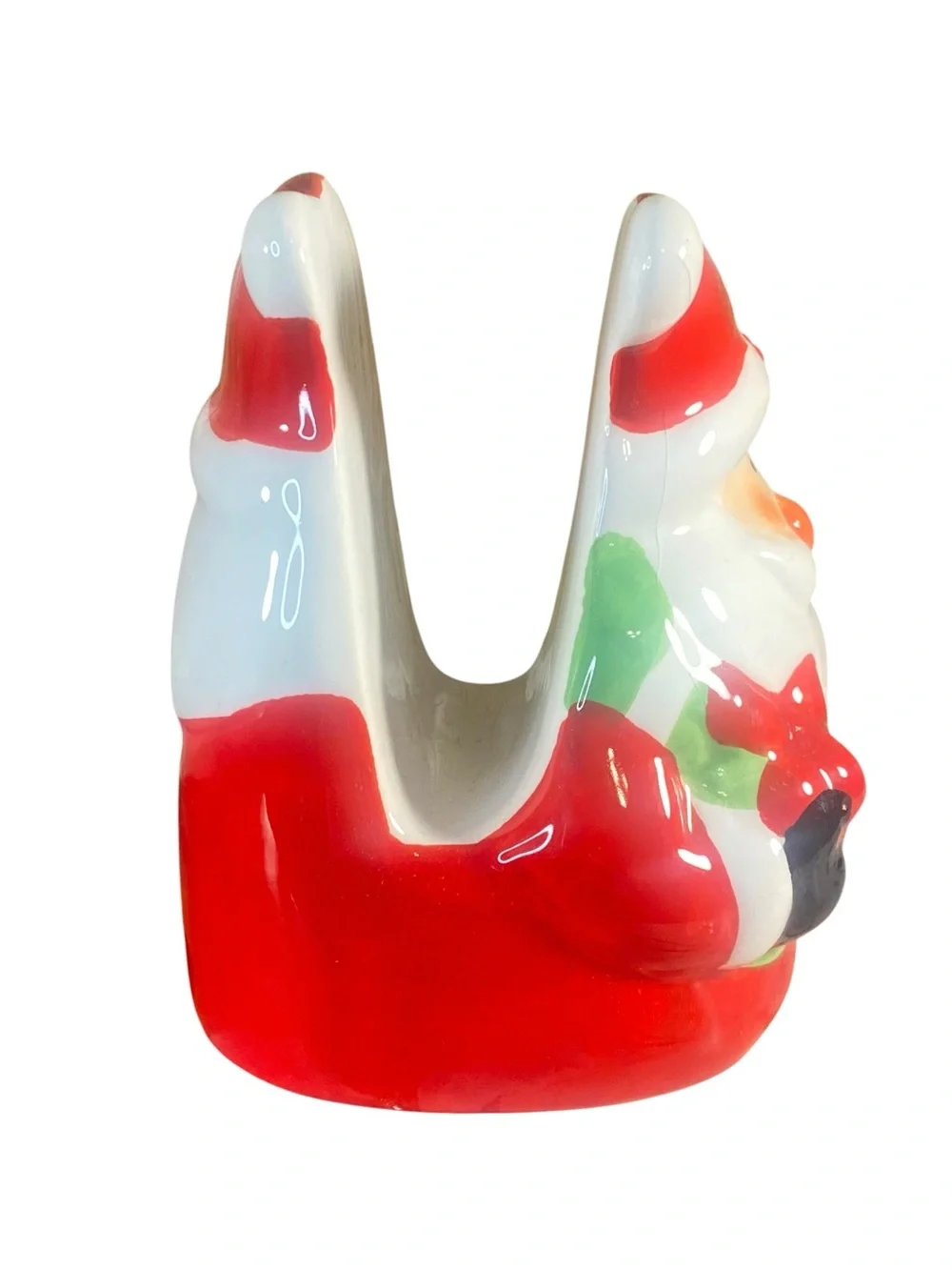 Gibson Home Santa Napkin Holder Christmas Card Holder Holiday Whimsy Ceramic